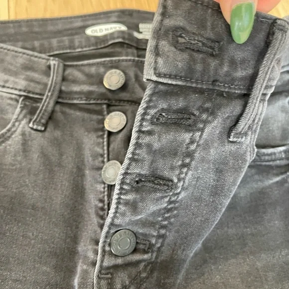 Old Navy Rockstar Skinny Jeans Ripped Knee Black Wash - Picture 4 of 9